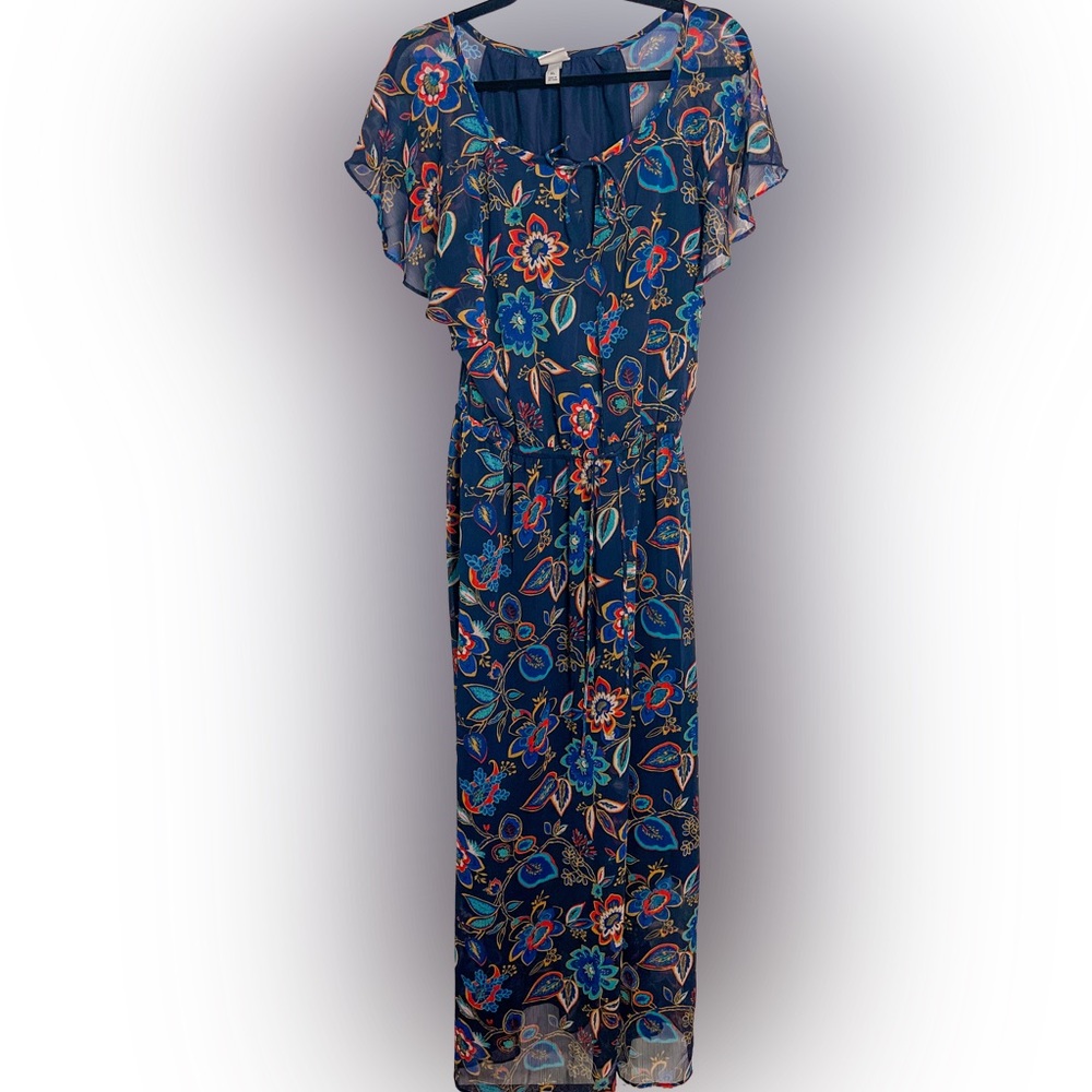 A New Day Paisley Ruffle flounce-neckline Maxi Dress | Target Brand | XL